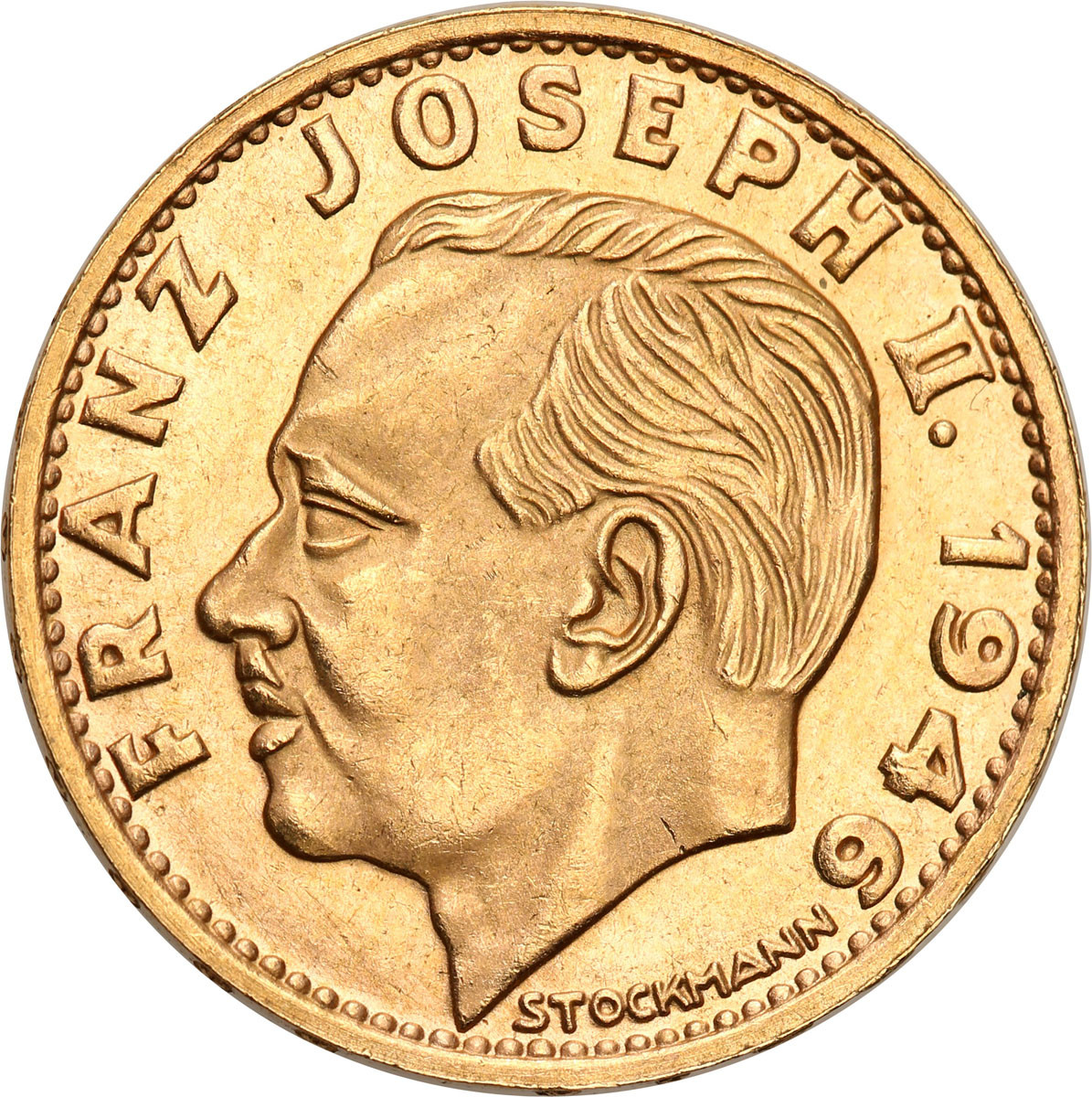 Liechtenstein. Franciszek Józef. 20 franków 1946